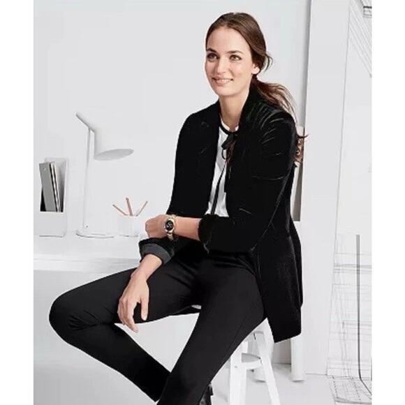 Tommy Hilfiger Black Velvet Blazer Jacket Women’s Sz 16 One Button Holiday Party - Picture 1 of 7